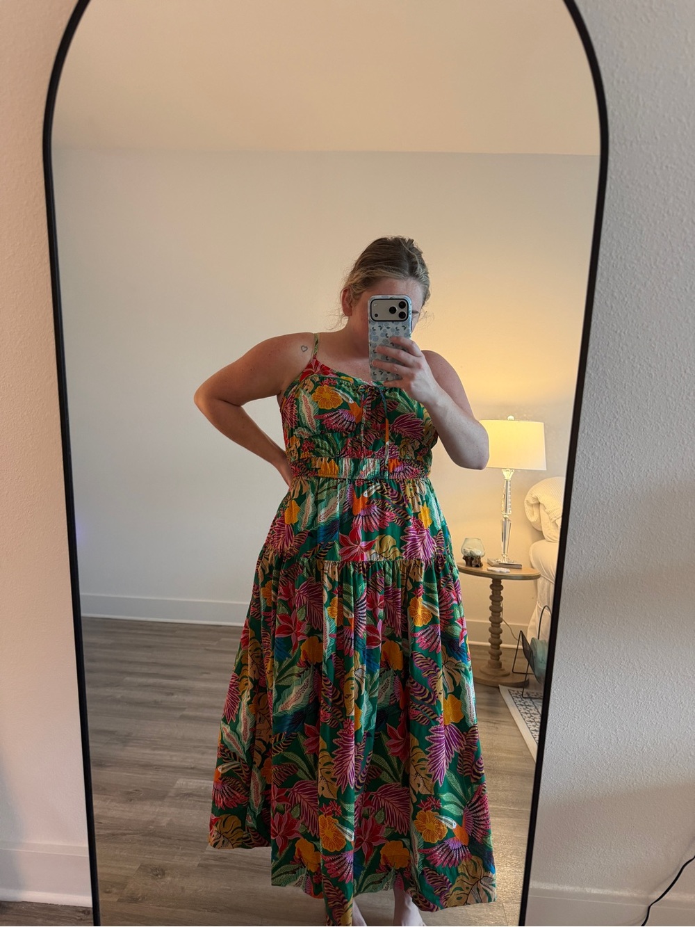Gibson Latimer Tropical Floral Maxi Dress - Green Pink Yellow